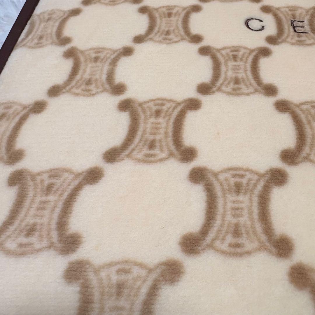 【未使用品】CELINE セリーヌ　綿毛布 マカダム 総柄 140×200 寝具