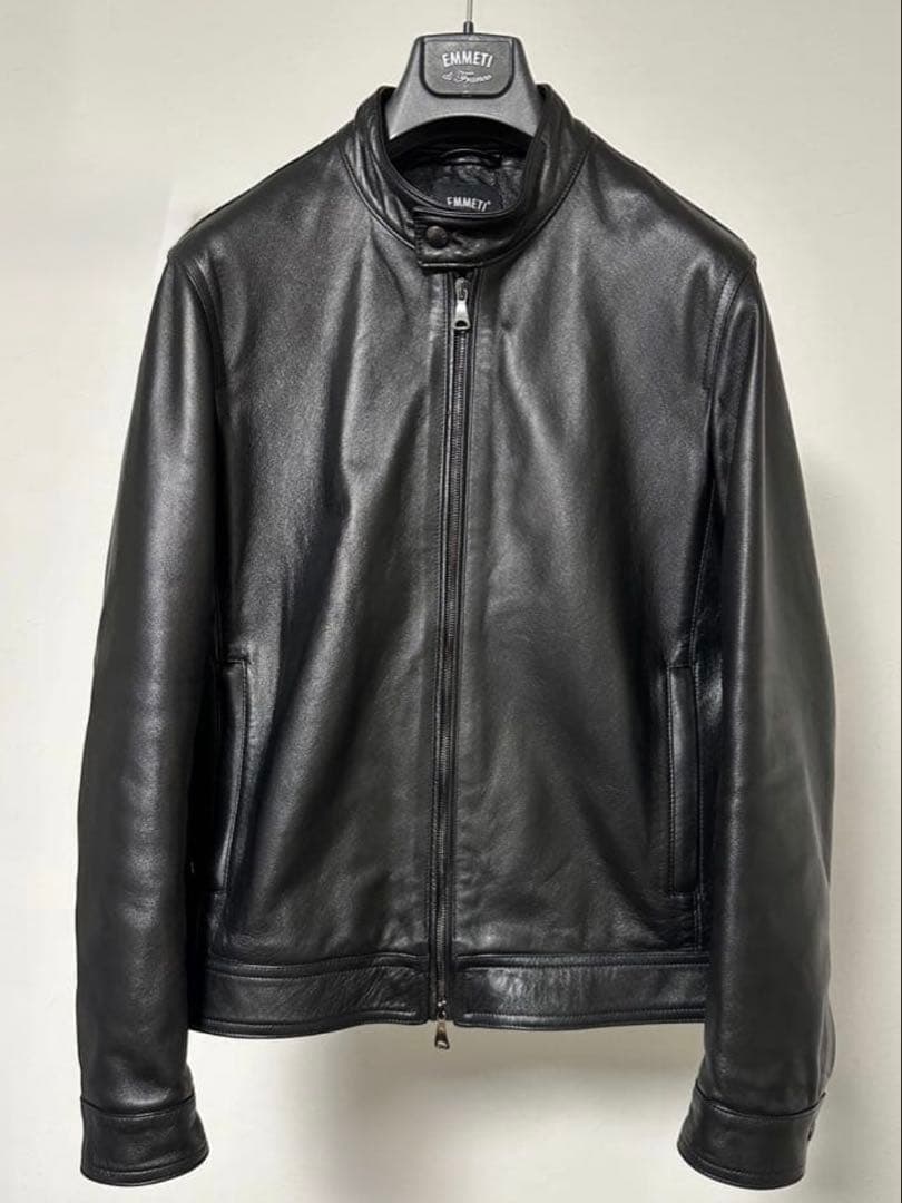 エンメティemmeti juri BEAMS別注 黒 レザーライダース 50