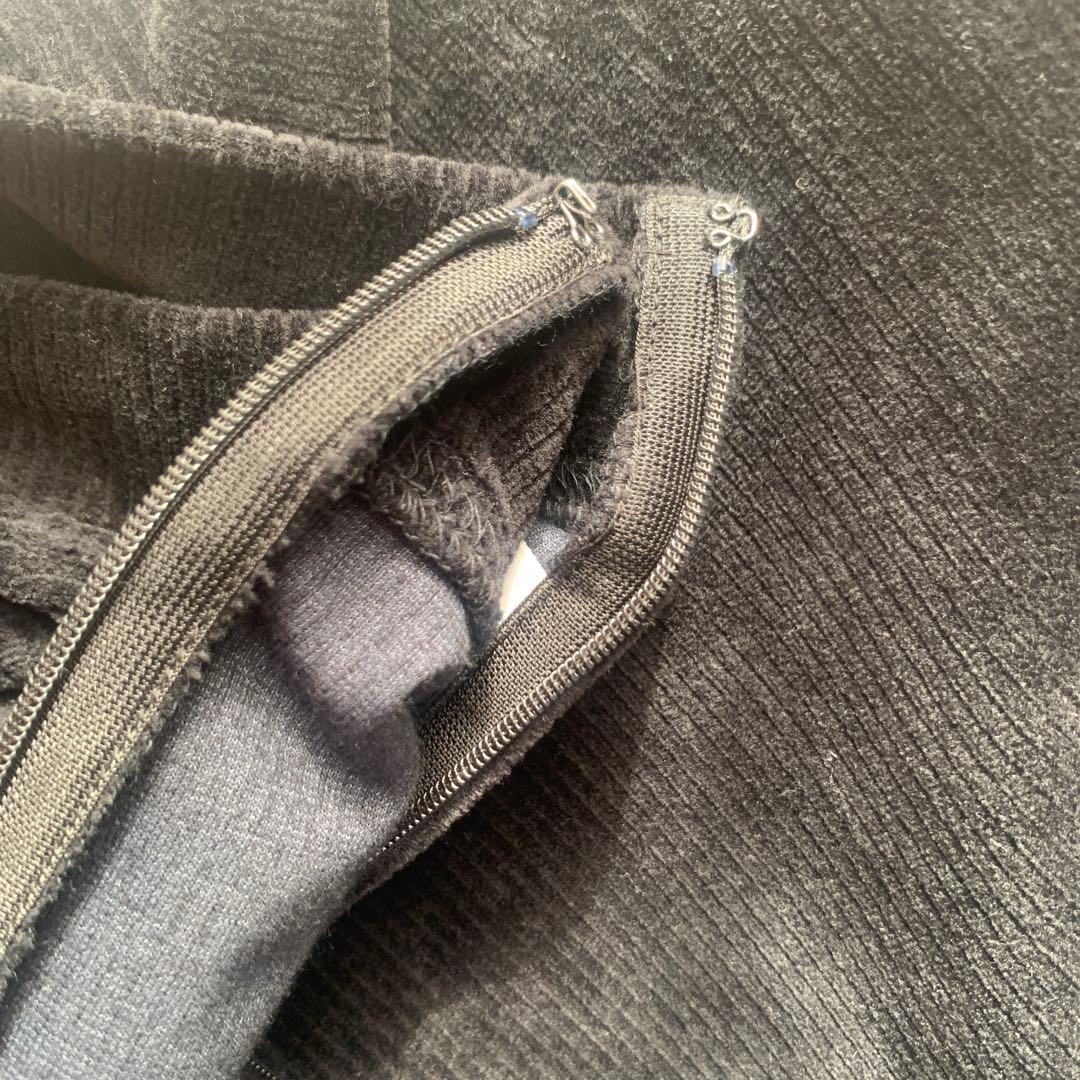 【familiar】 ブラウンベルベット＆チェック柄ワンピース 160cm 美品