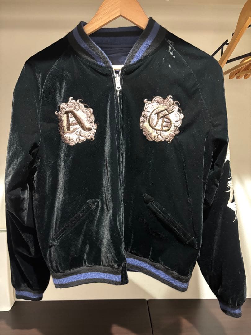 黒　ベロア　リバーシブル　スカジャン　regular vintage古着　別珍
