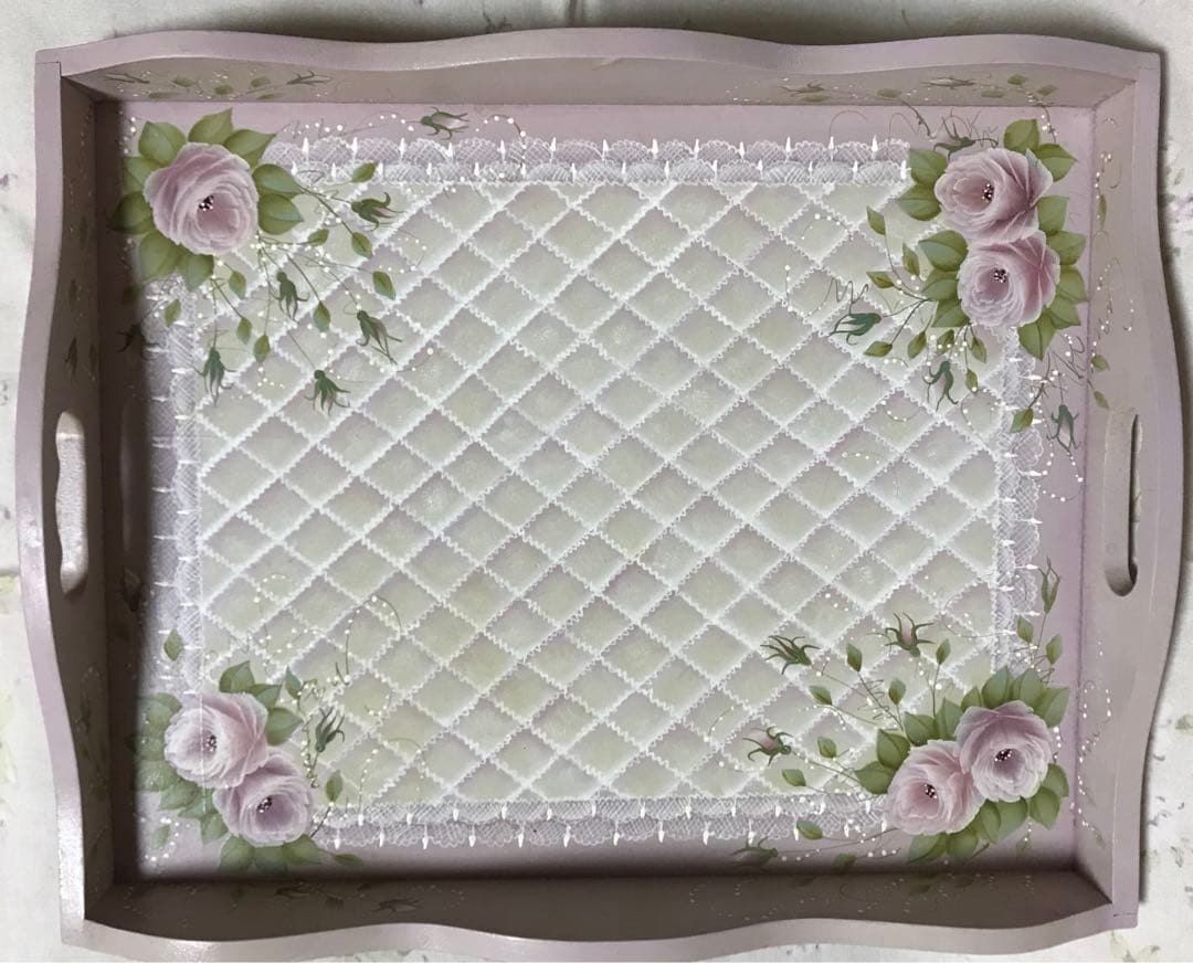 お値下げ‼️ハンドメイド・トールペイント作品薔薇のトレー