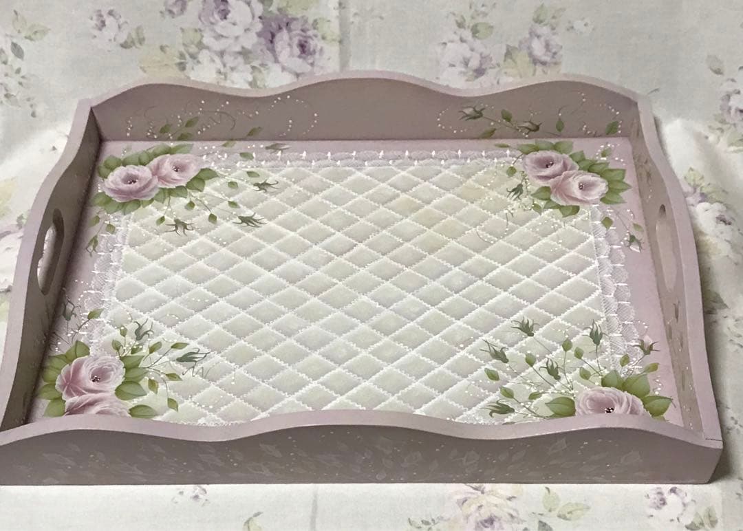 お値下げ‼️ハンドメイド・トールペイント作品薔薇のトレー