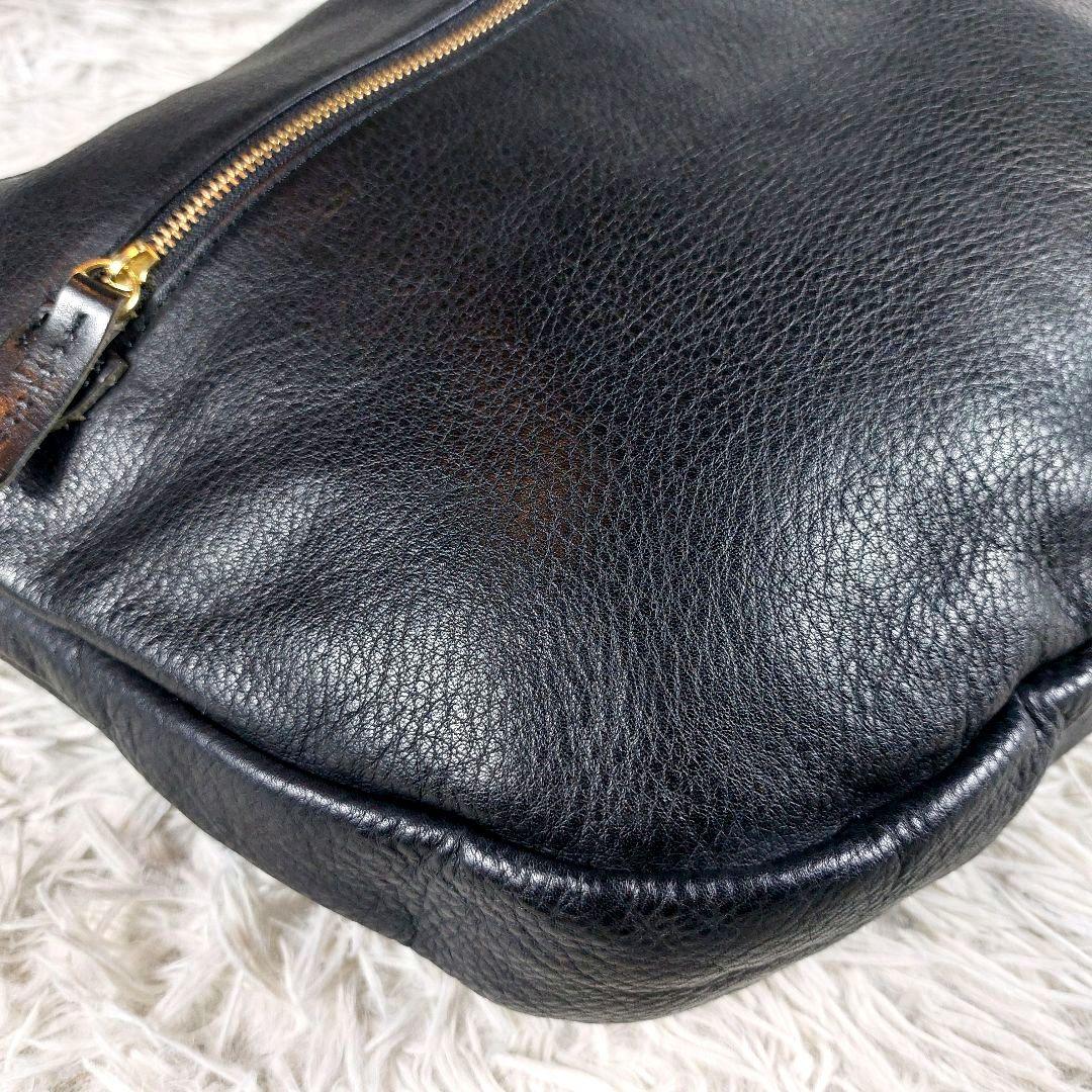 極美品 CLEDRAN シボ革 オールレザーバイカラー ショルダーボディバッグ