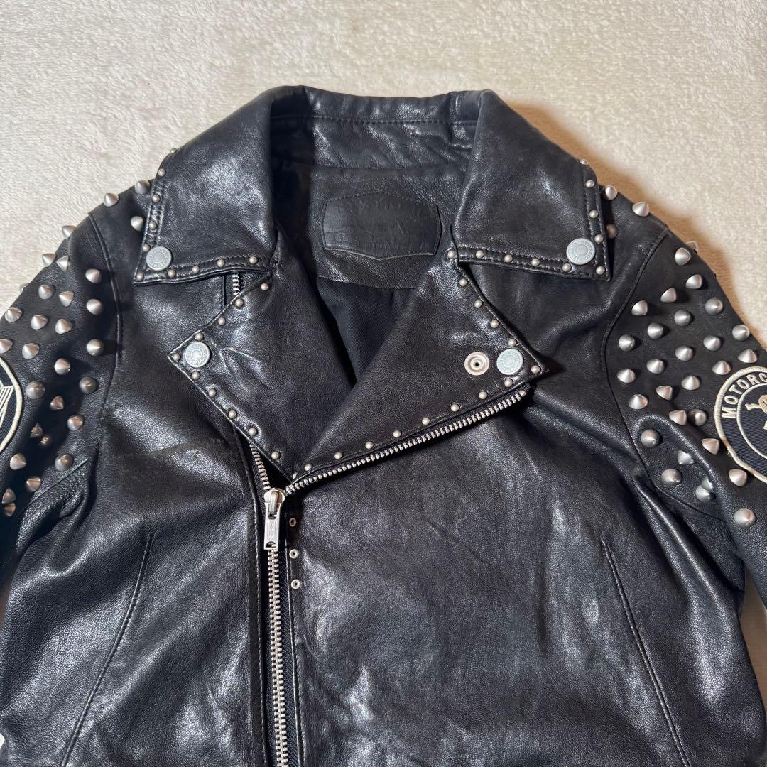 ★希少★ ヒステリックグラマー　ダブルライダース　カスタム　ワッペン　ラムレザー