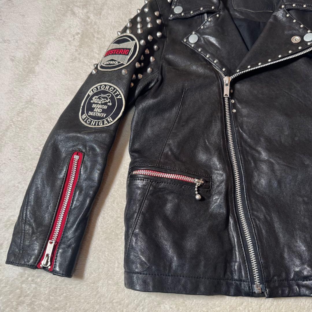 ★希少★ ヒステリックグラマー　ダブルライダース　カスタム　ワッペン　ラムレザー