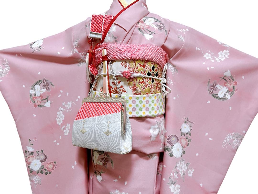 優しいピンク♡七五三　7歳　女の子　セット　一式　白