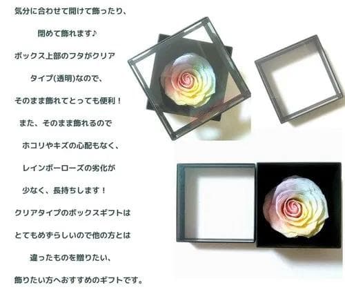 【高級プリザーブドフラワー】大輪バラ パステルレインボーローズ ボックス
