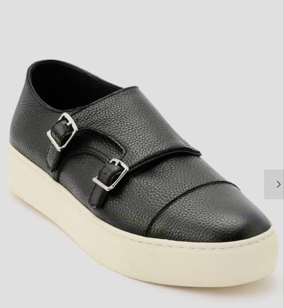 バーニーズニューヨーク ダブルモンクストラップ レザードレススニーカー 26cm