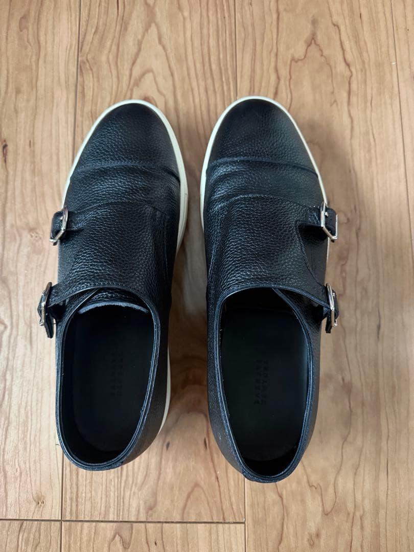 バーニーズニューヨーク ダブルモンクストラップ レザードレススニーカー 26cm