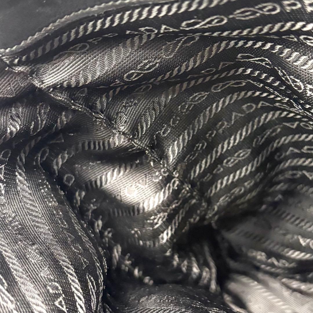 美品✨プラダ トートバッグ ナイロン レザー 三角ロゴ 肩掛け 白タグ ブラック