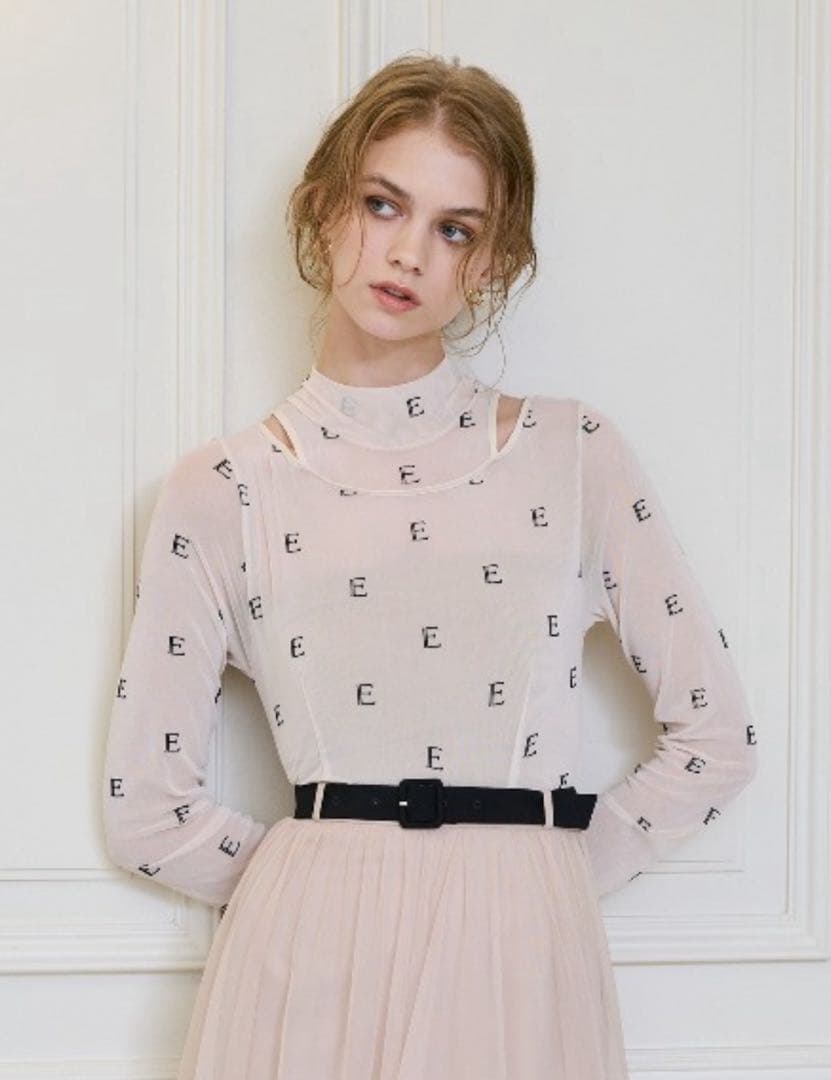 EIMY ISTORE モノグラムカットアウトチュールトップス　エイミー