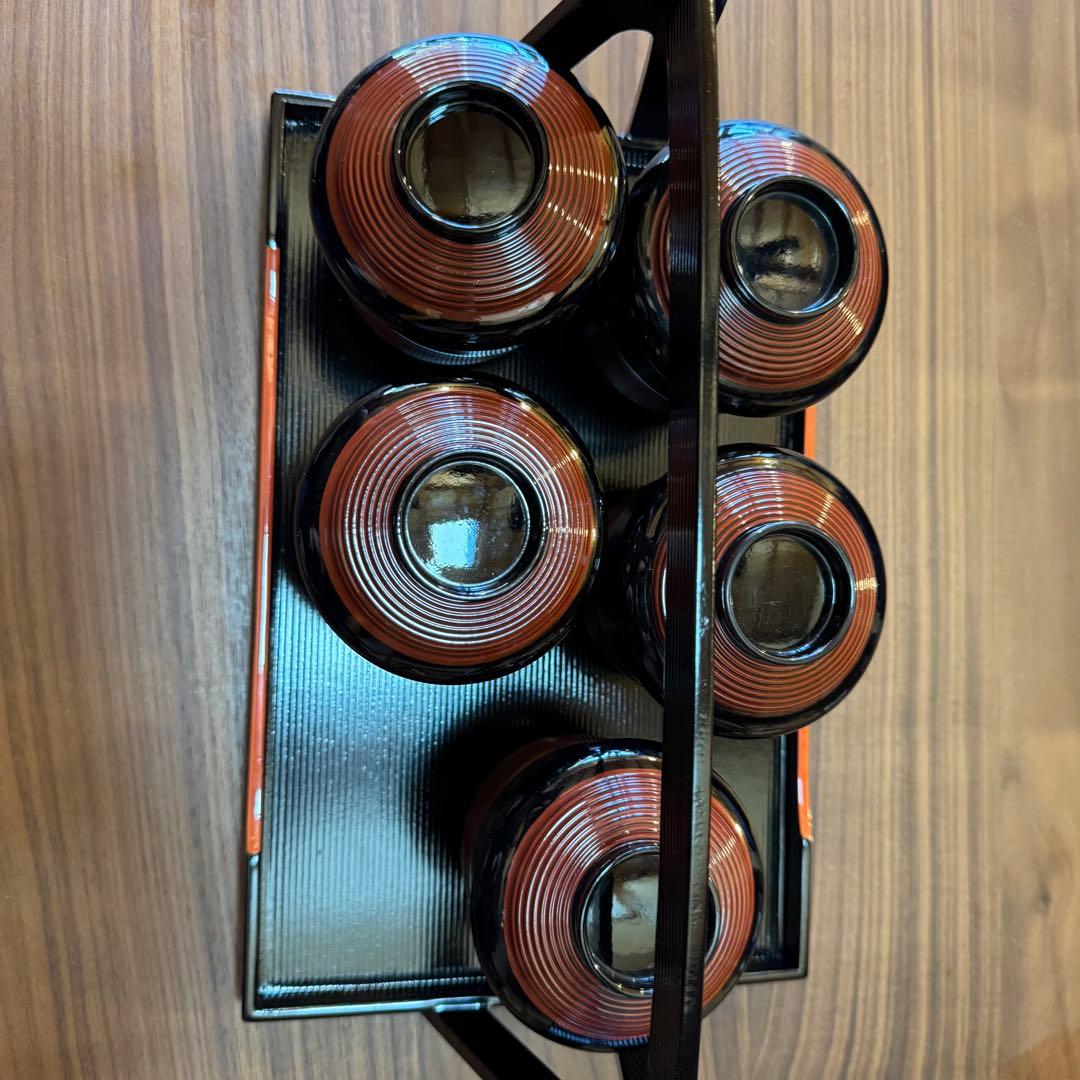 新品 茶碗蒸し器 5個セット 天然木 ウレタン塗装 トレー付き