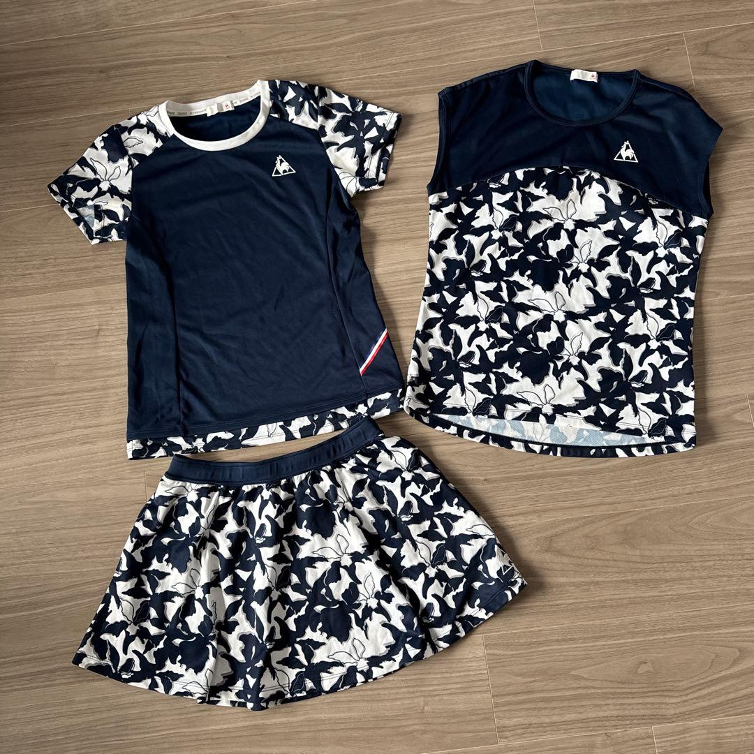 ルコック レディーステニスウェアセット ネイビー/ホワイト 花柄