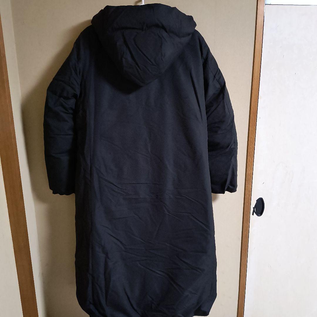 無印良品　ブラック フード付きロングダウンジャケット　底値