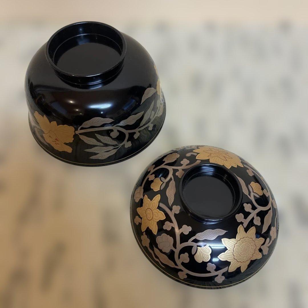 長寛字牡丹唐草　煮物椀　美品　京都老舗漆器　アソベ光石漆器店製　送料込み