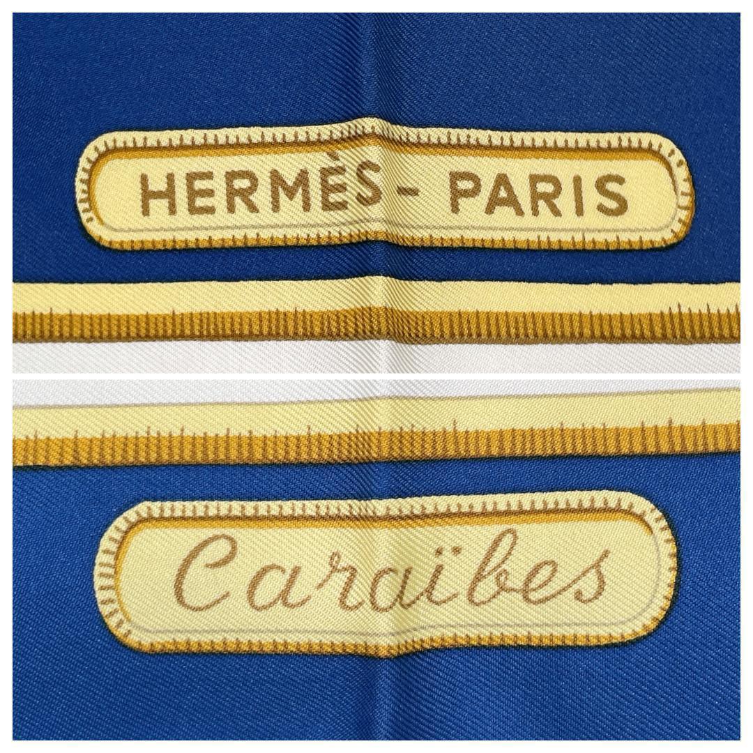 ✨️特価✨️ エルメス カレ90 カリブ鳥 ネイビー レディース スカーフ 紺色