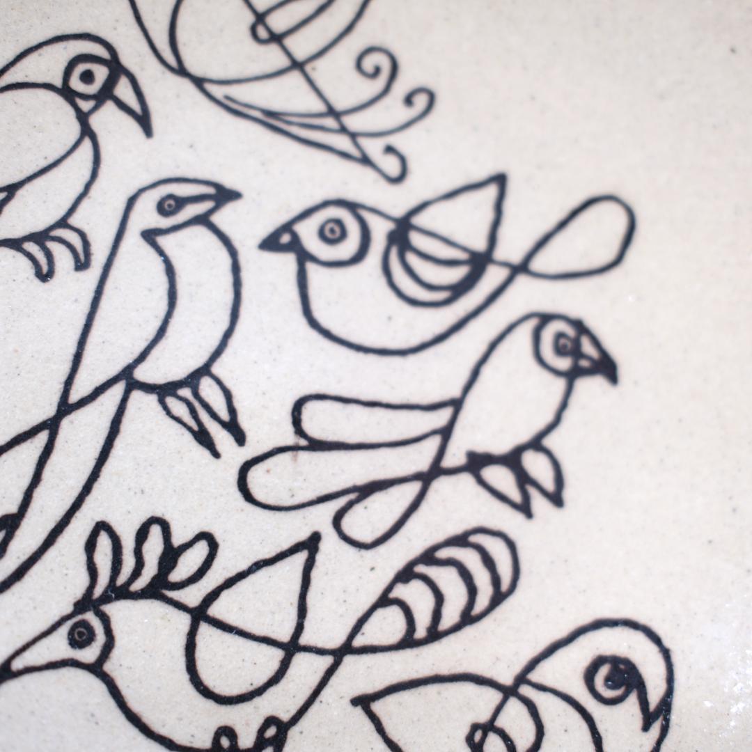 【未使用】ひゃっかいめのとり 益子の絵皿大２枚セット