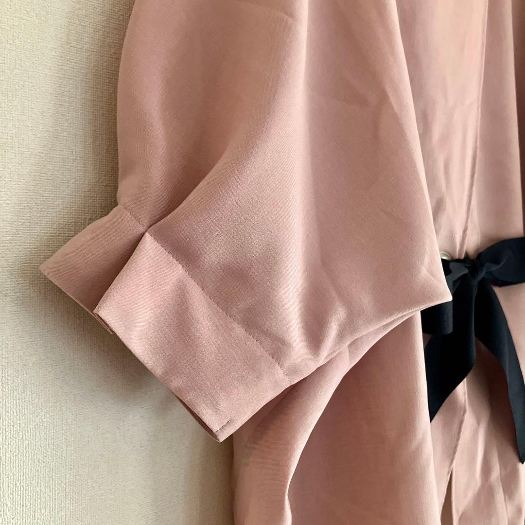 未使用●FENNELフェンネル●バックリボン ドルマン ブラウス M●ピンク系