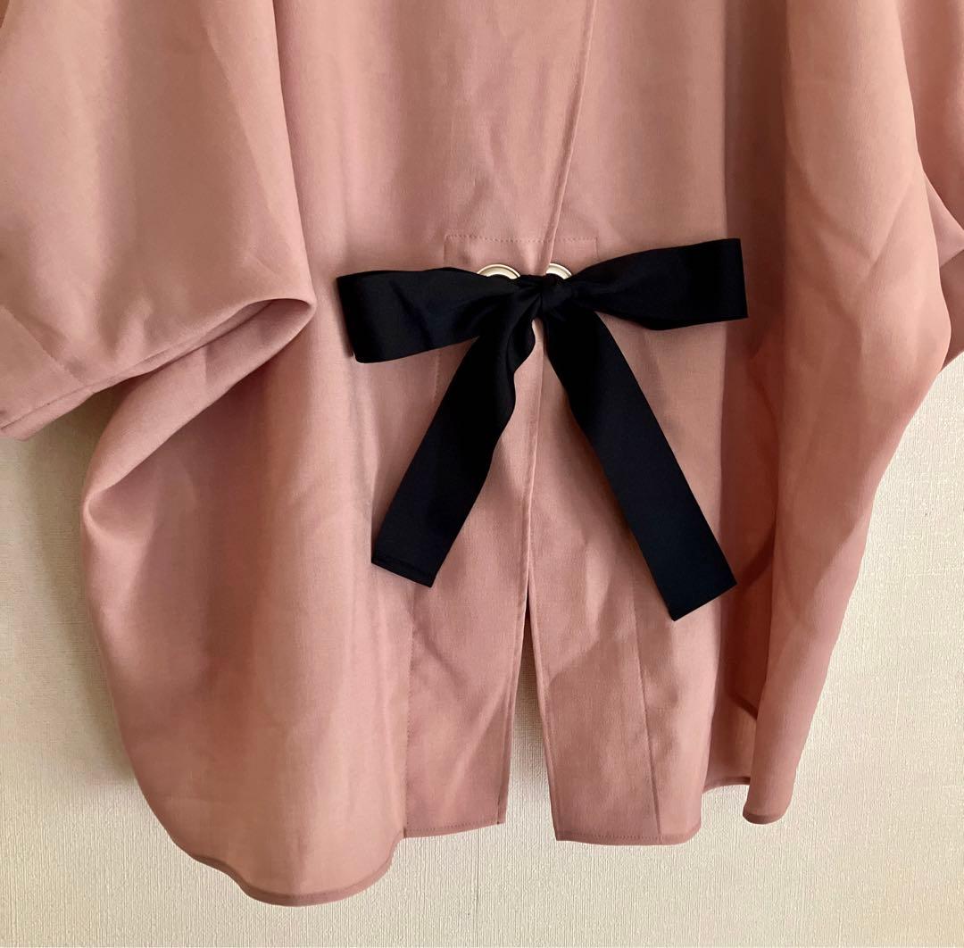 未使用●FENNELフェンネル●バックリボン ドルマン ブラウス M●ピンク系