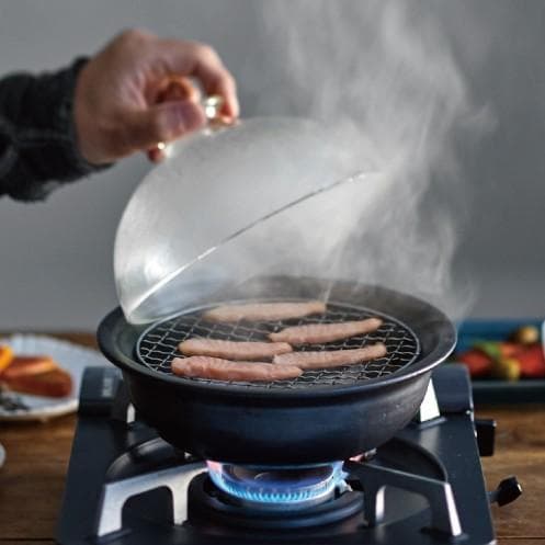 新品 ADERIA 津軽びいどろ×萬古焼土鍋スモーク料理対応グラスドームクッカー