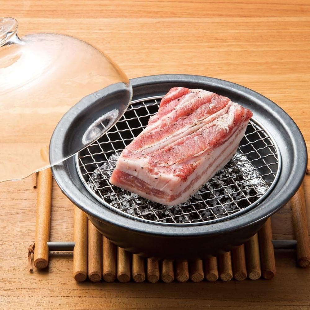 新品 ADERIA 津軽びいどろ×萬古焼土鍋スモーク料理対応グラスドームクッカー