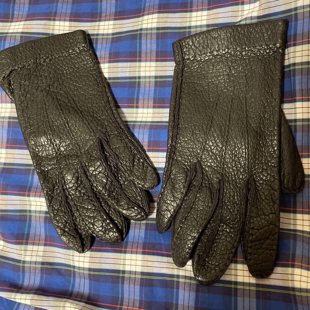 【ドイツ老舗】美品/ROECKL製ペッカリー革手袋7 1/2黒メンズS〜M相当