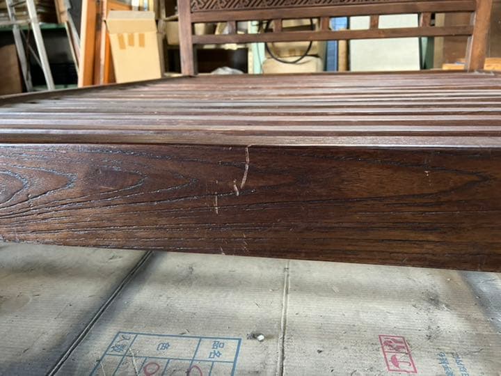 アジアン家具 クイーンサイズ 組み立てベッドフレーム 中古品 バリ 無垢材 群馬