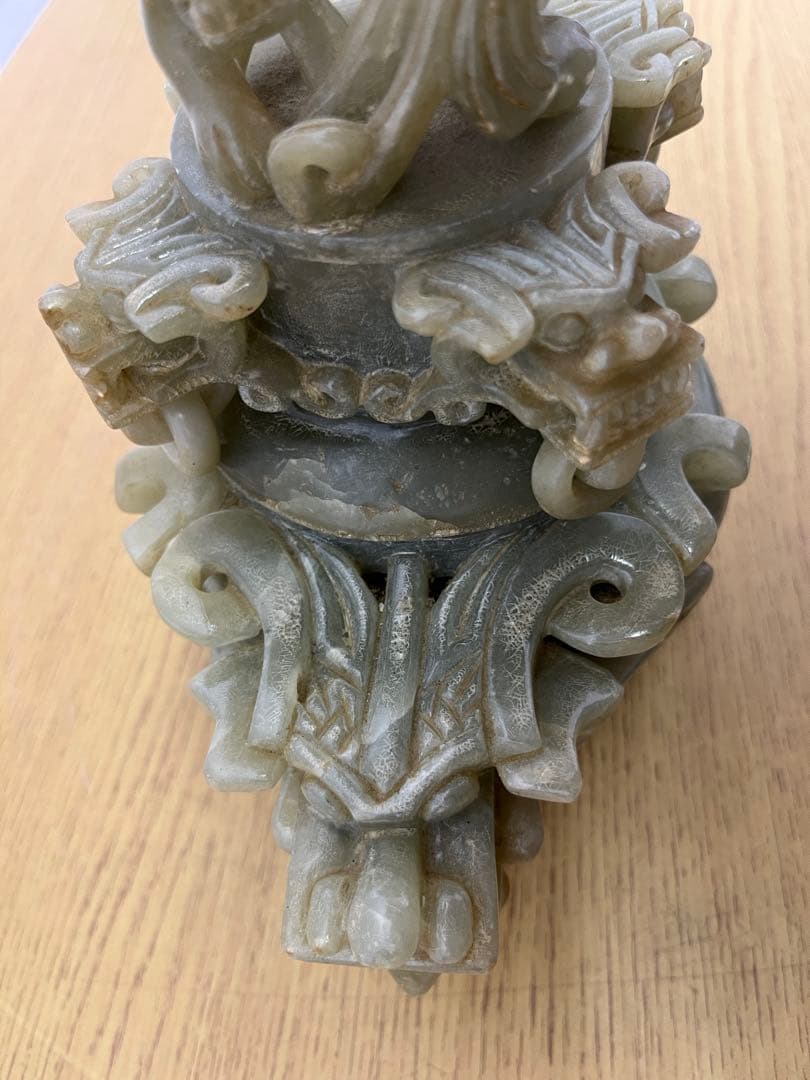 香炉　ヒスイ　翡翠　アンティーク　骨董品　獅子