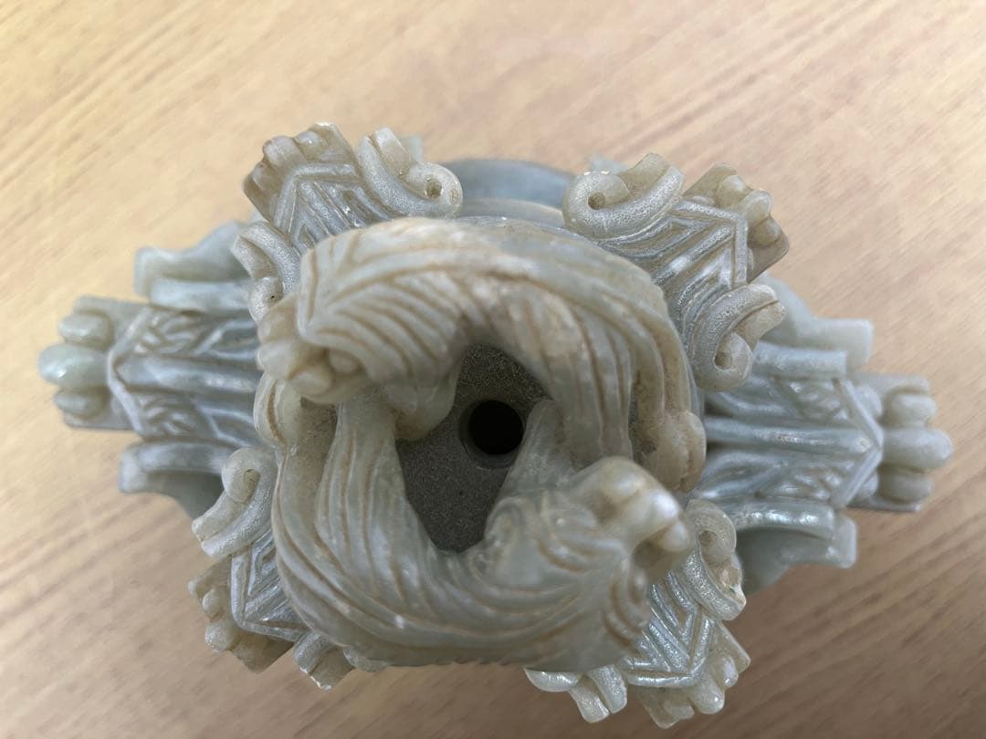 香炉　ヒスイ　翡翠　アンティーク　骨董品　獅子