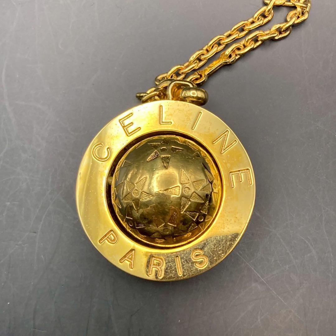 【美品】セリーヌ　バッグチャーム　スターボール　ゴールド　キーリング　回転