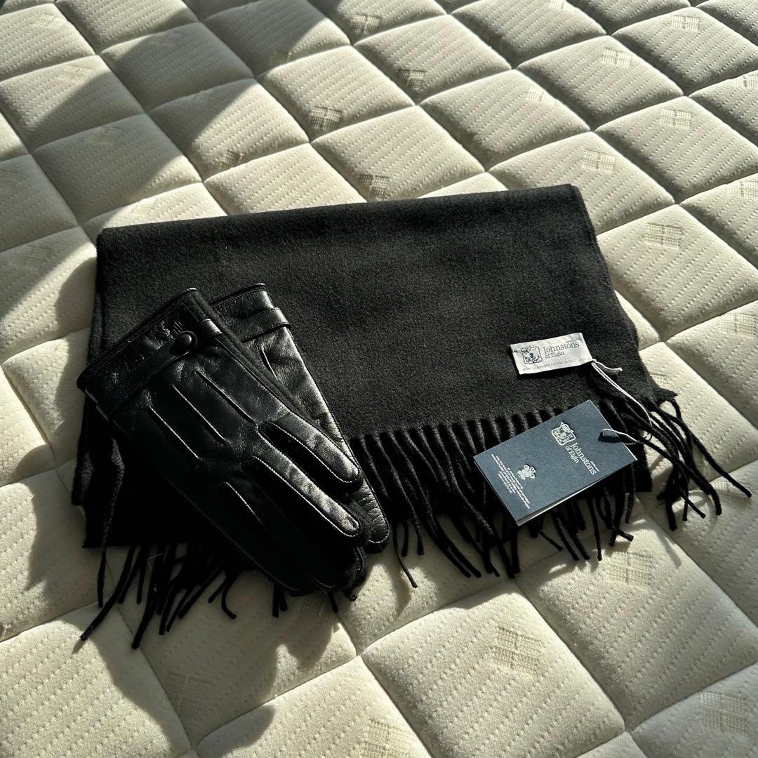 新品 JOHNSTONS ジョンストンズ マフラー 中判 カシミア スカーフ
