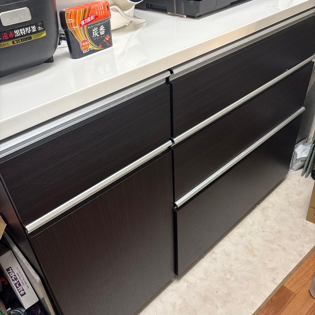 ダークブラウン キッチン収納キャビネット