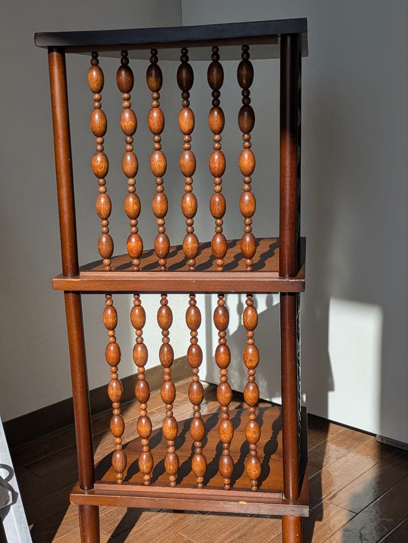 アンティーク　木製　コーナーラック 3段 昭和レトロ　三角コーナー　　飾り棚