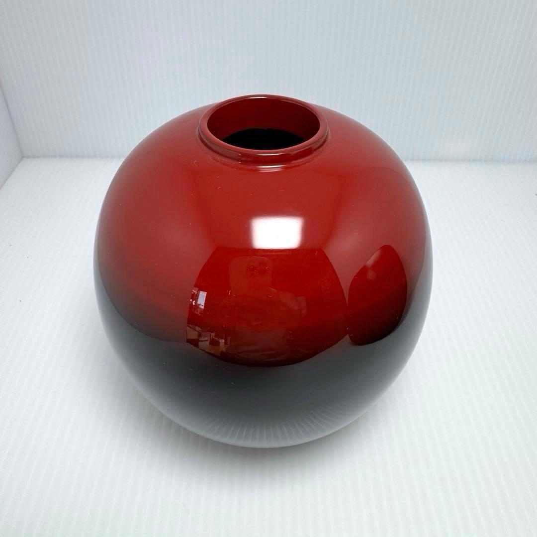 新品未使用 輪島塗 漆 球形 花器 花瓶 赤黒 漆 漆器 伝統工芸 共箱 説明書