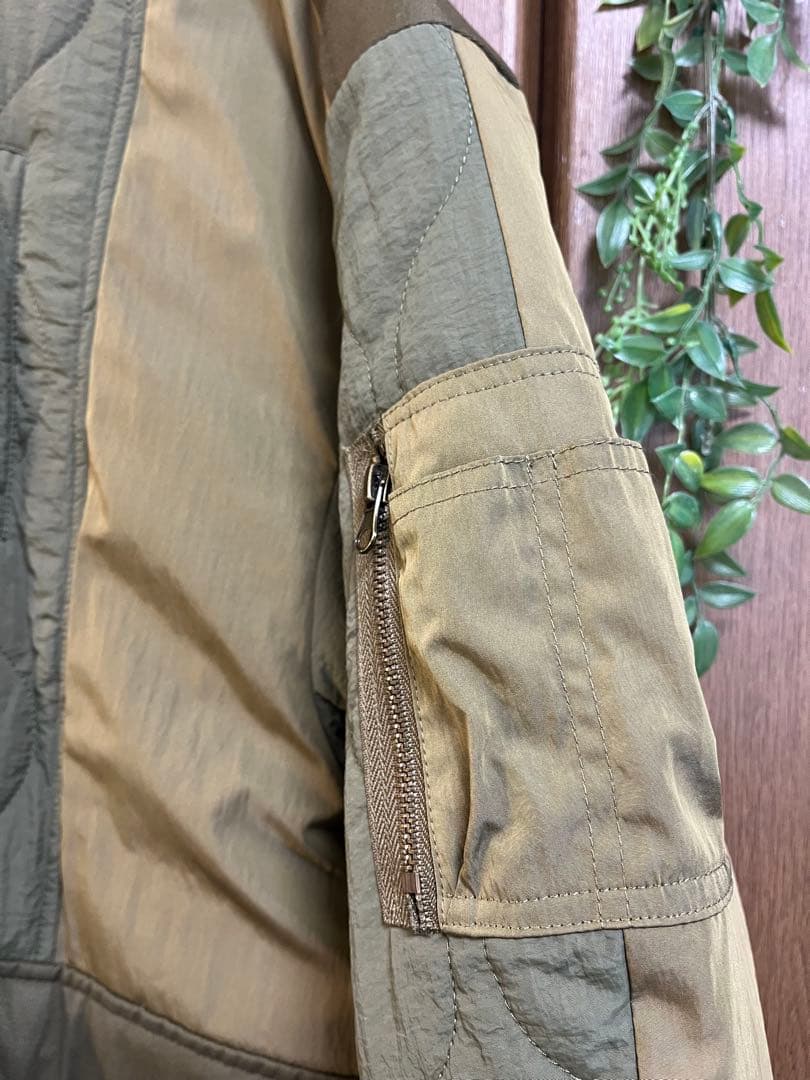 CFT.パッチワーク中綿ミリタリーコート/カーキ