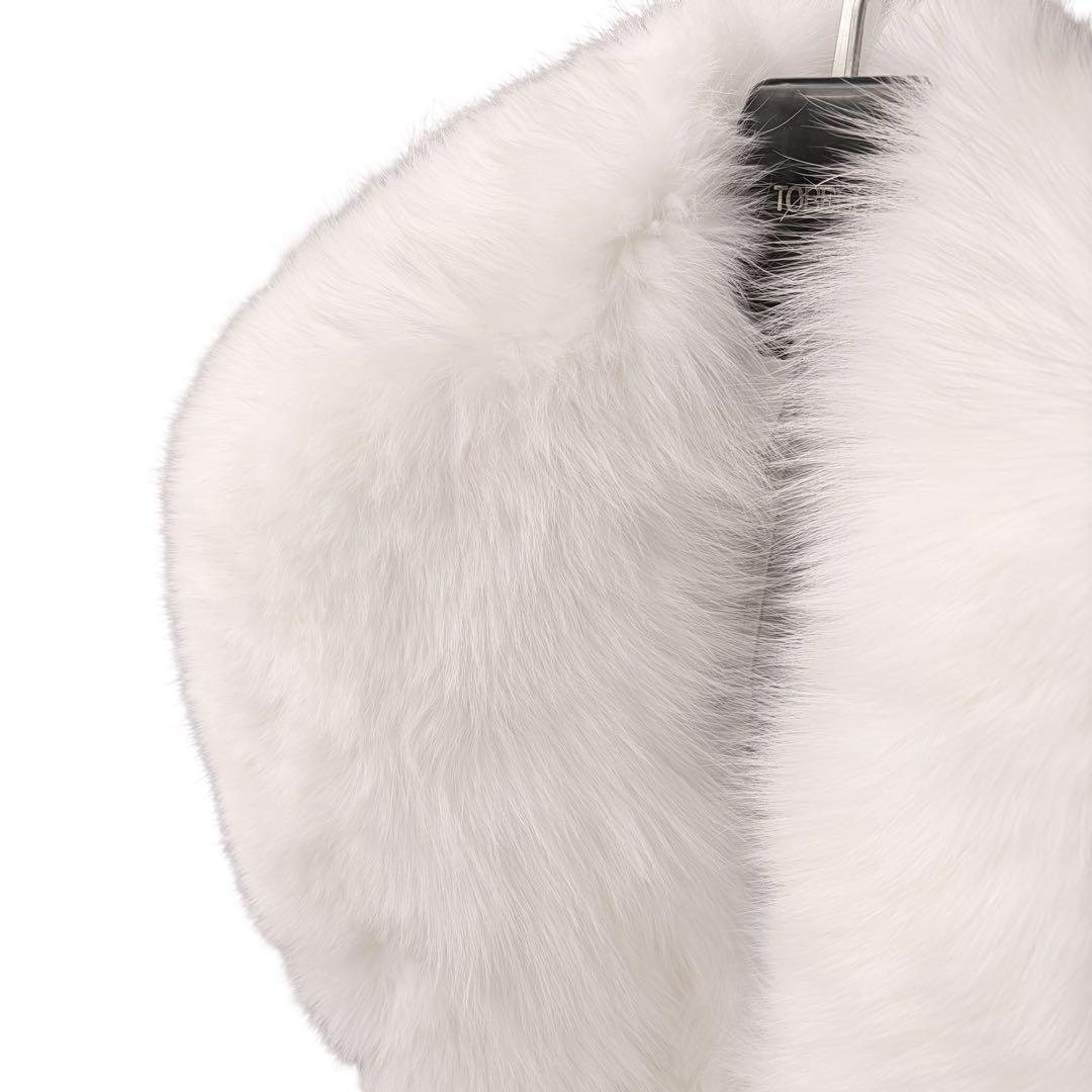 未使用級 大判 サガ フォックス 高級 ファー ショール 白 成人式 120㎝
