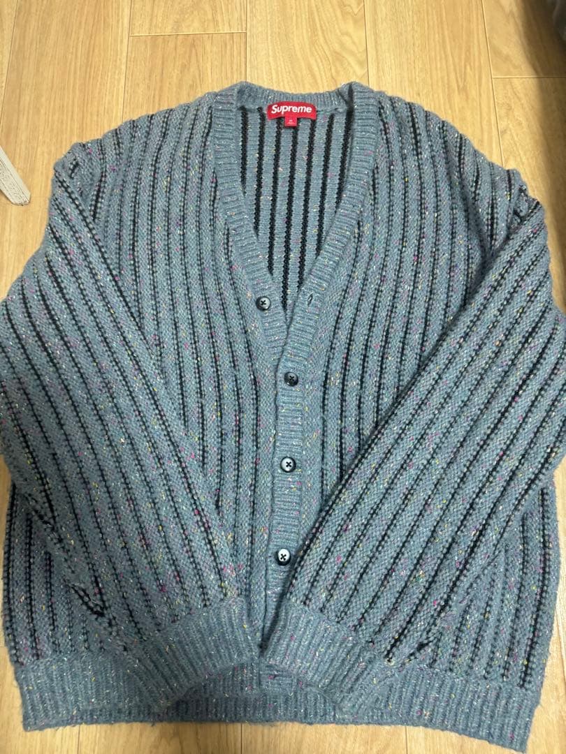 Supreme ストライプ カーディガン グレー