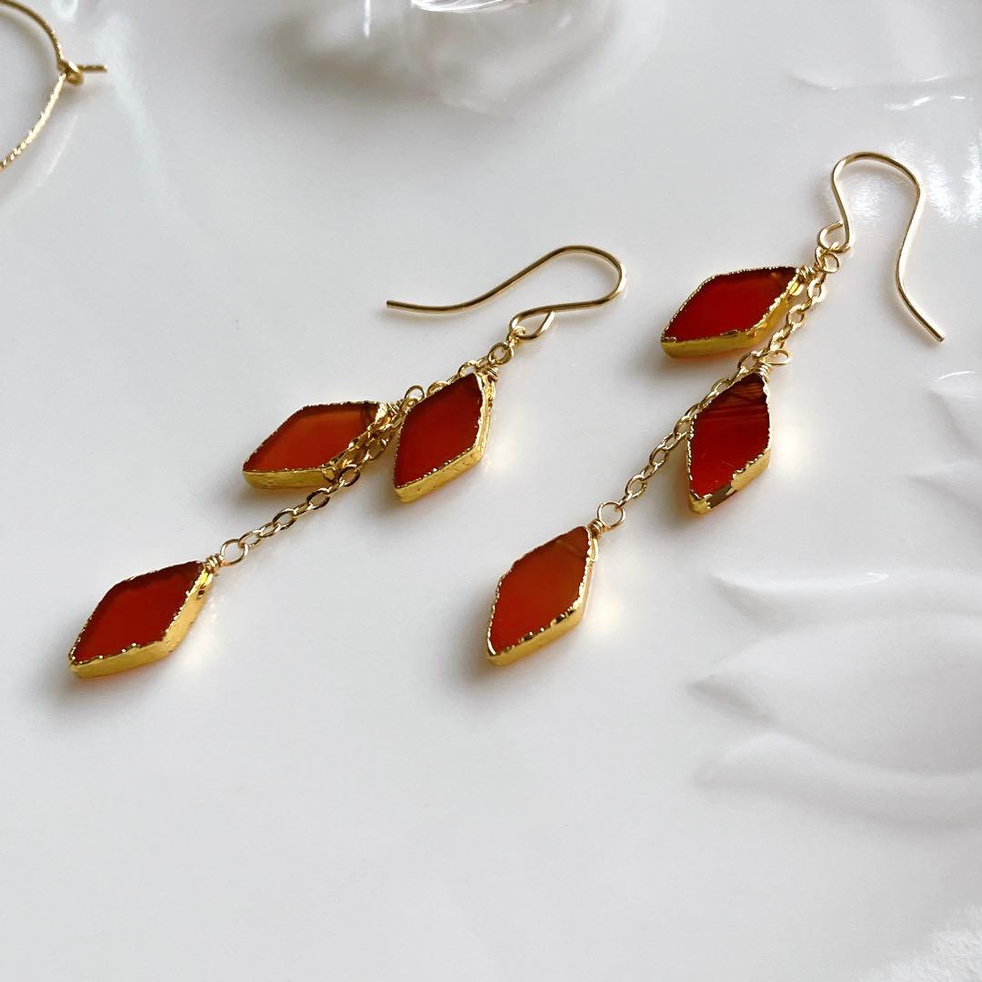 あさみ◆一点物✧カーネリアンピアス✧14kgf