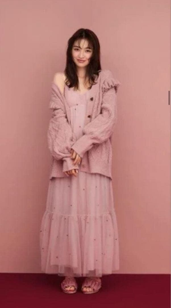 ジェラートピケ バレンタイン カーディガン カップインキャミワンピース