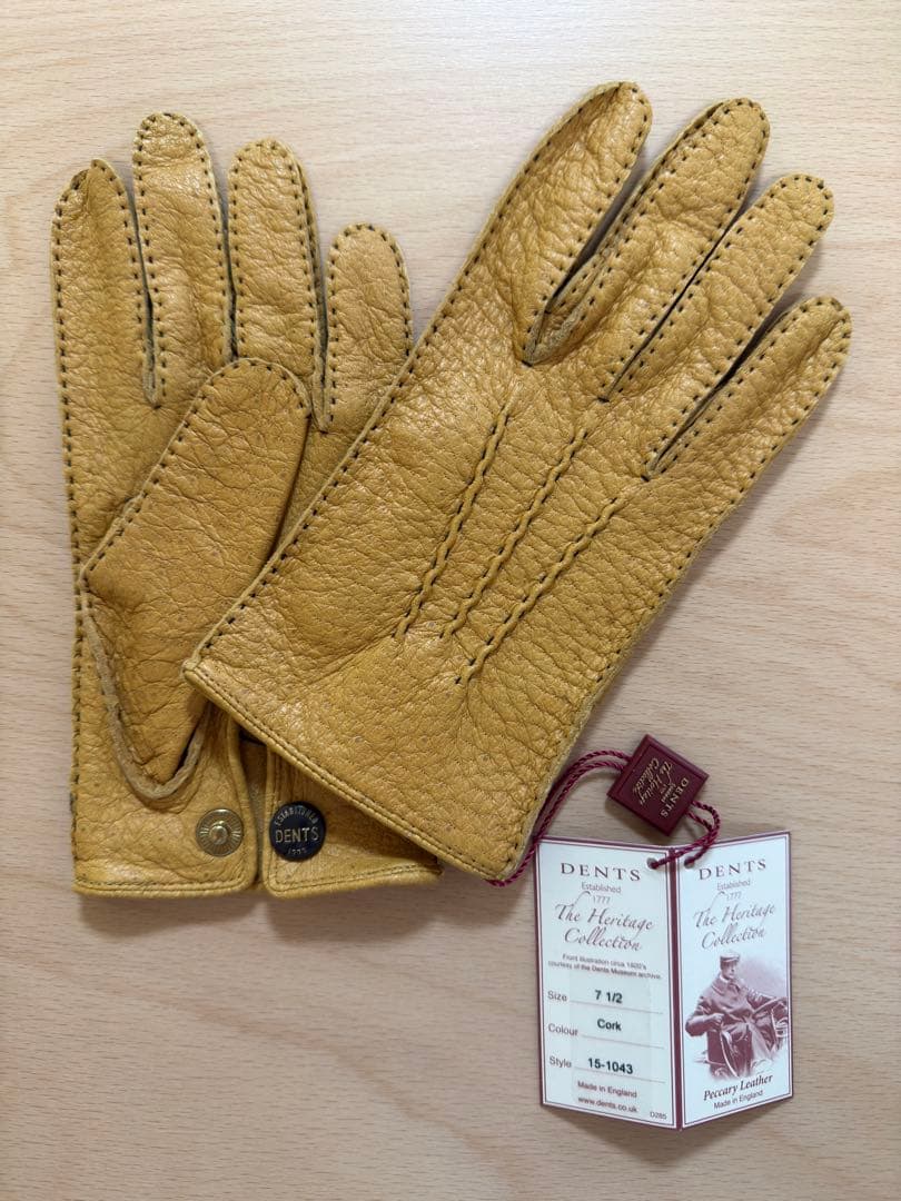 新品DENTS アンライニング ペッカリーレザー グローブ　CORKコルク 7H