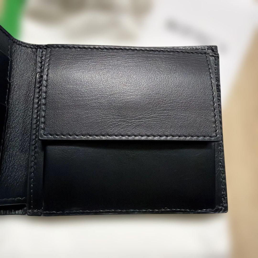 新品級 ボッテガヴェネタ カセット パース付き二つ折り ブラック