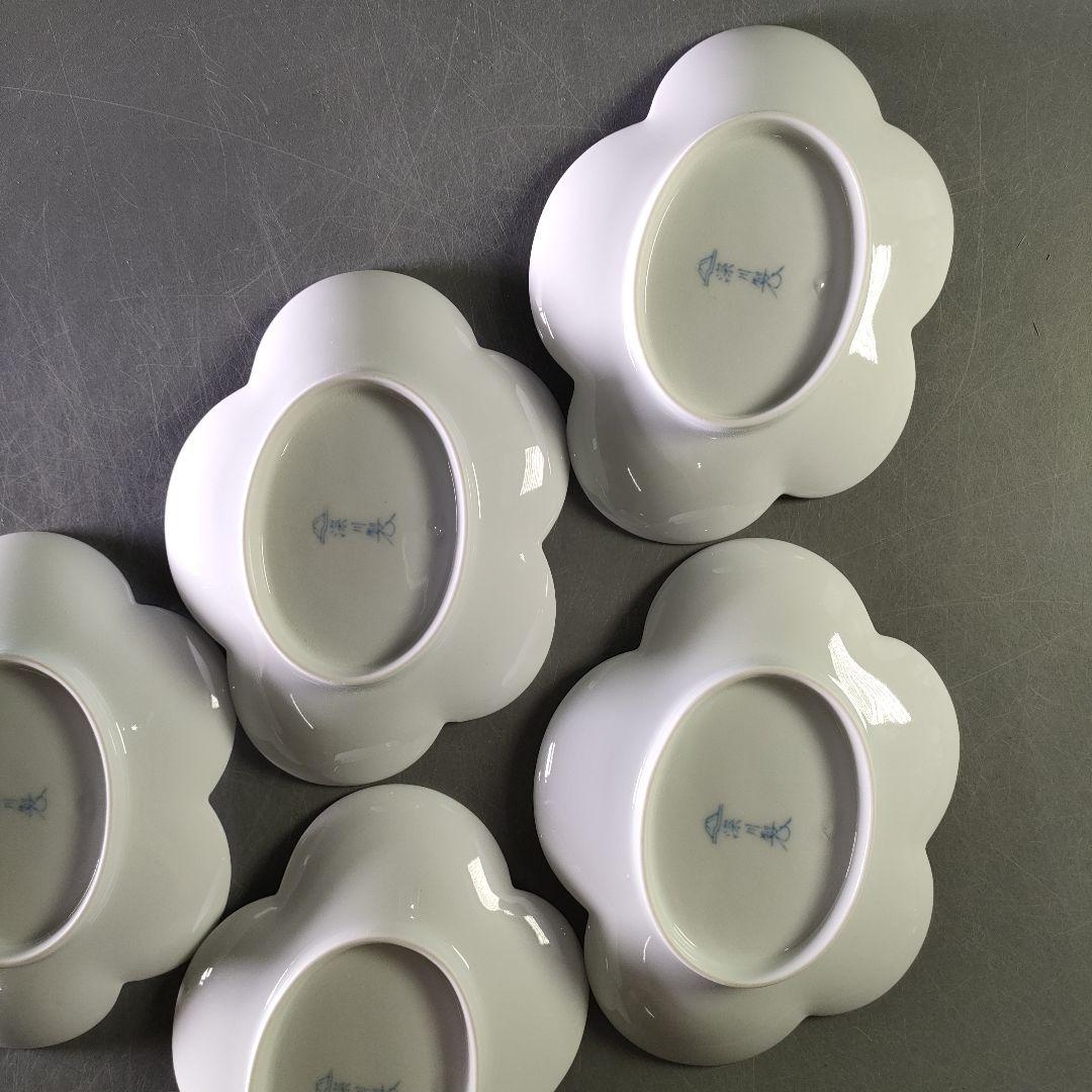 A1238-6/有田焼/宮内庁御用達/深川製磁/梅形取皿揃5客/共箱/懐石道具/