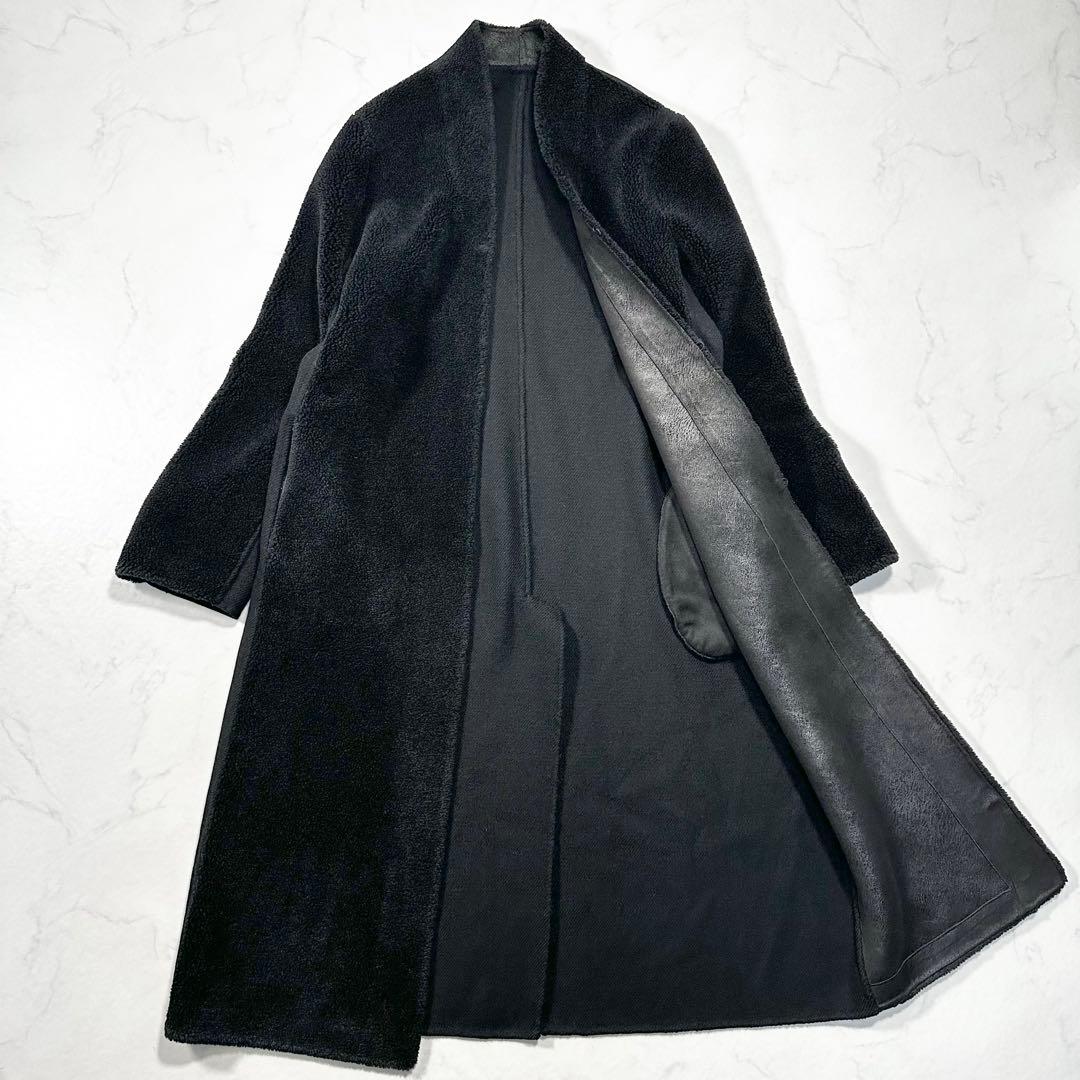 未使用級✨バジーレ28 ムートンロングコート ボア切替え ラム 現行タグ 黒9号