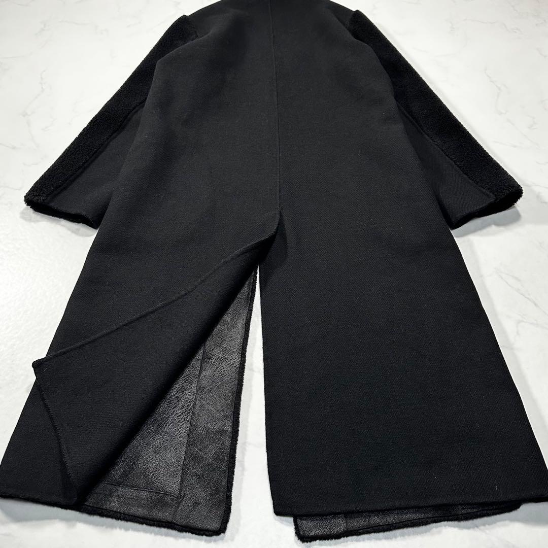 未使用級✨バジーレ28 ムートンロングコート ボア切替え ラム 現行タグ 黒9号