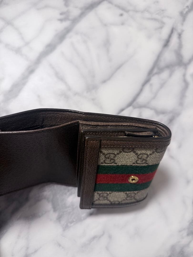 GUCCI オフィディア シェリーライン GGスプリーム 二つ折り財布