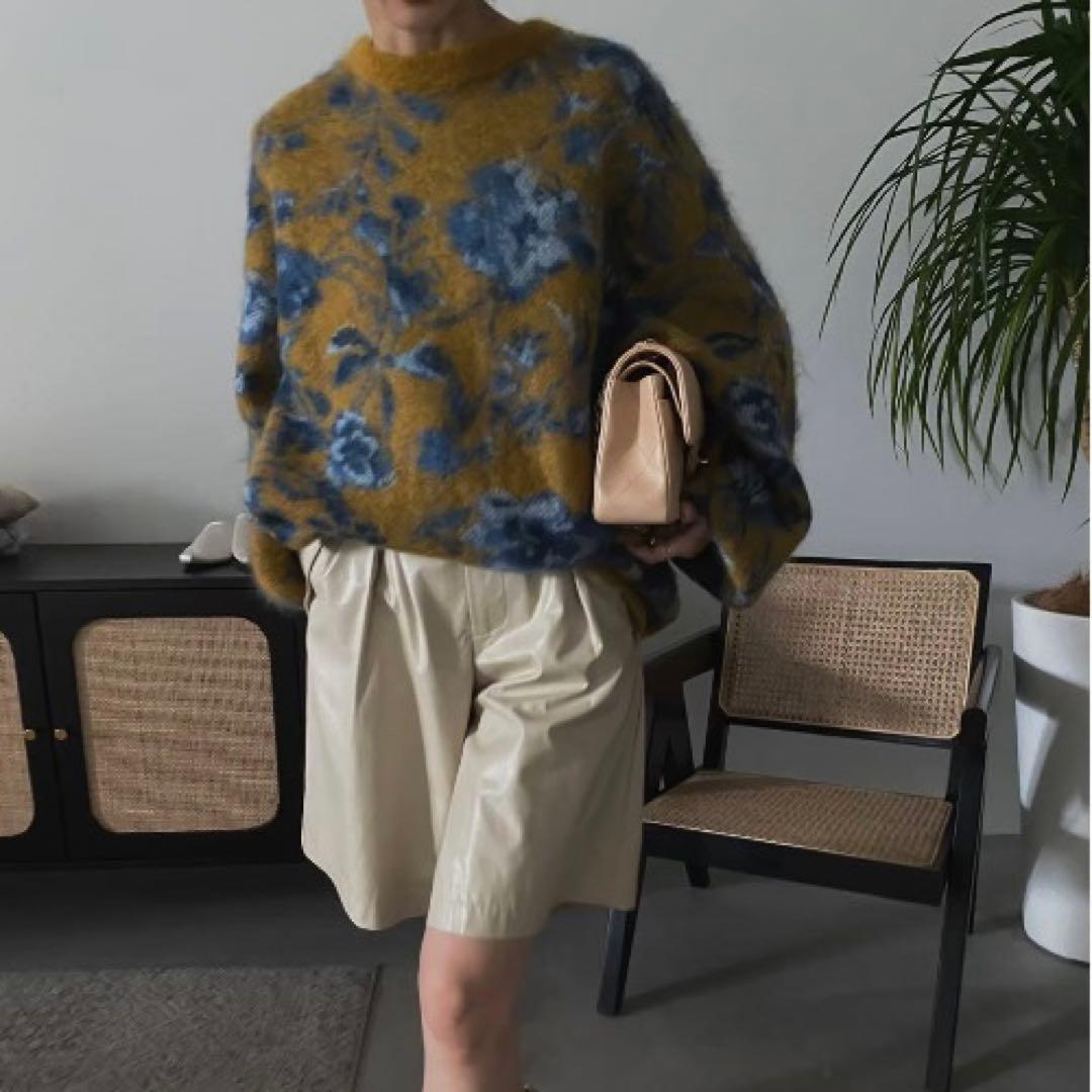 Ameri vintage 花柄ニット カーディガン