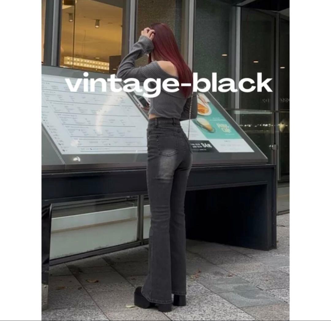 【新品未使用】twsfデニム タイトウエストフレアデニム ビンテージブラック