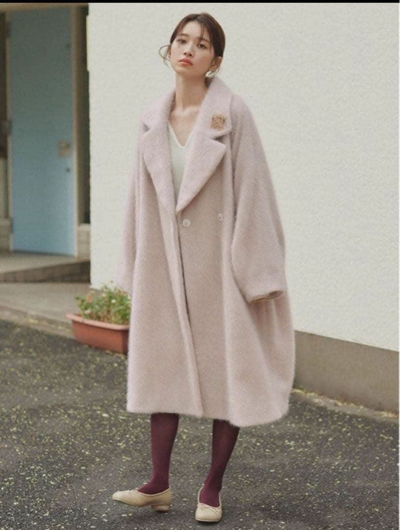 SNIDELシャギーコクーンコート ベージュsize0