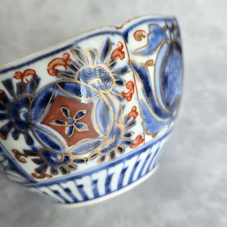 古伊万里　金彩　赤絵　染付　向付　江戸時代　骨董　金継ぎ　アンティーク