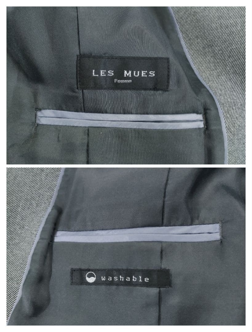 美品✨LES MUSE　セットアップ　ツーパンツ　ノーカラージャケット　グレー